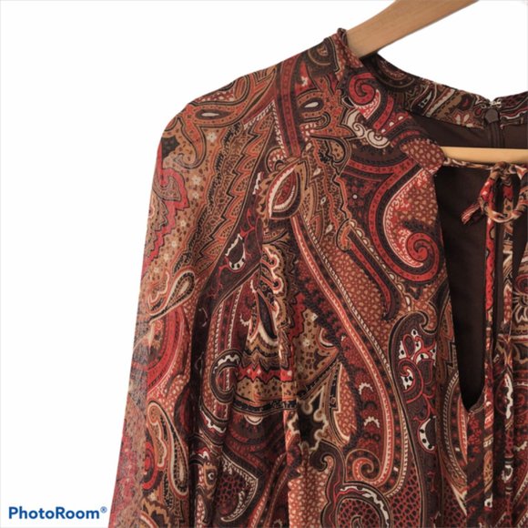 Tommy Hilfiger Balloon Sleeve Paisley Midi Dress - Picture 4 of 8